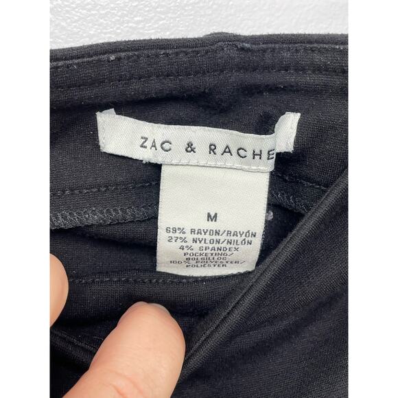 Zac & Rachel Knit Mid Rise Straight Cropped Pants Pull On Black Womens Sz Medium - Picture 5 of 11